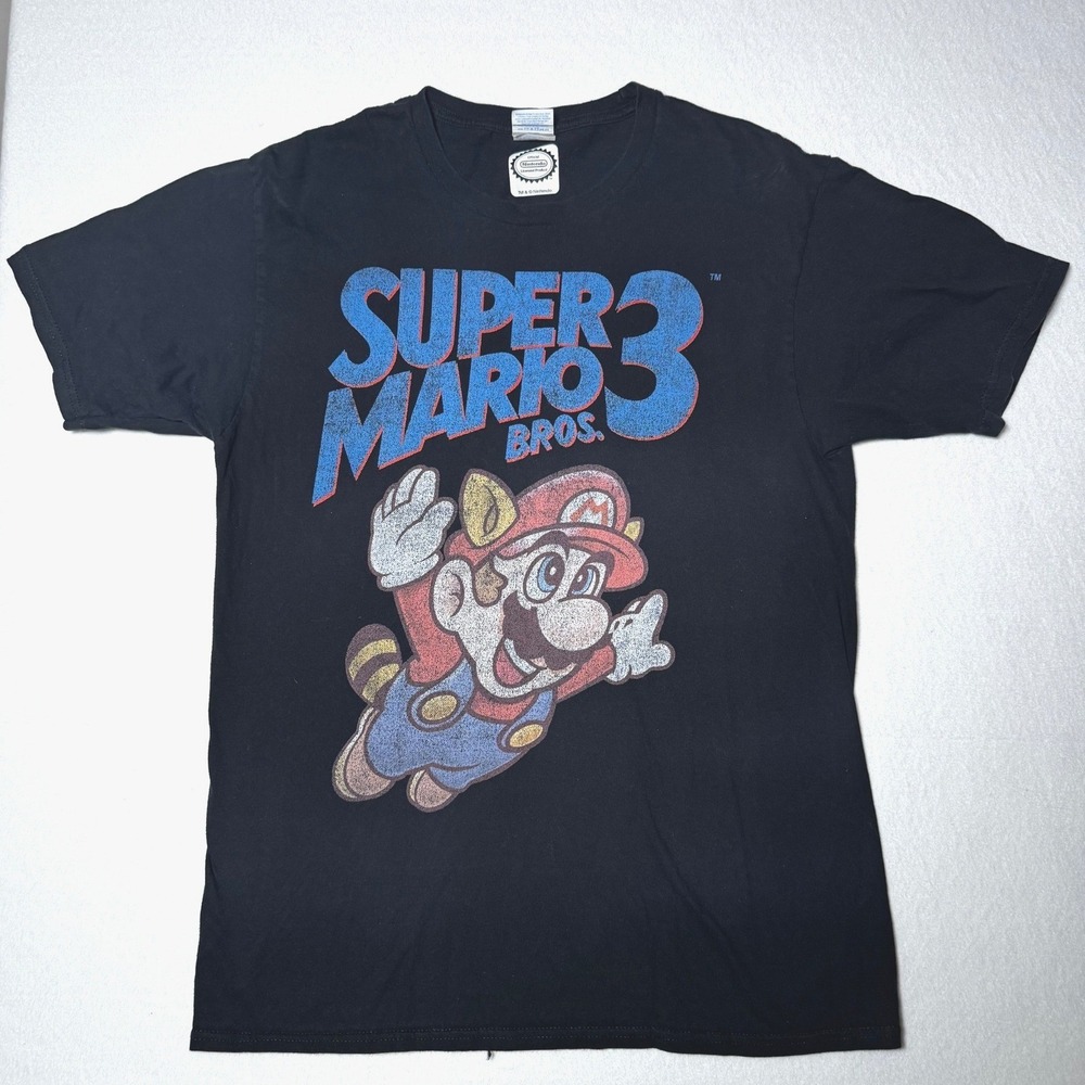 Super Mario Bros 3 T Shirt Mens Medium Black Nintendo Graphic Video Game Tee